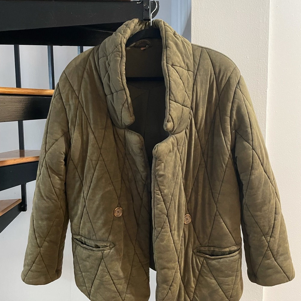 Free People green quilted jacket